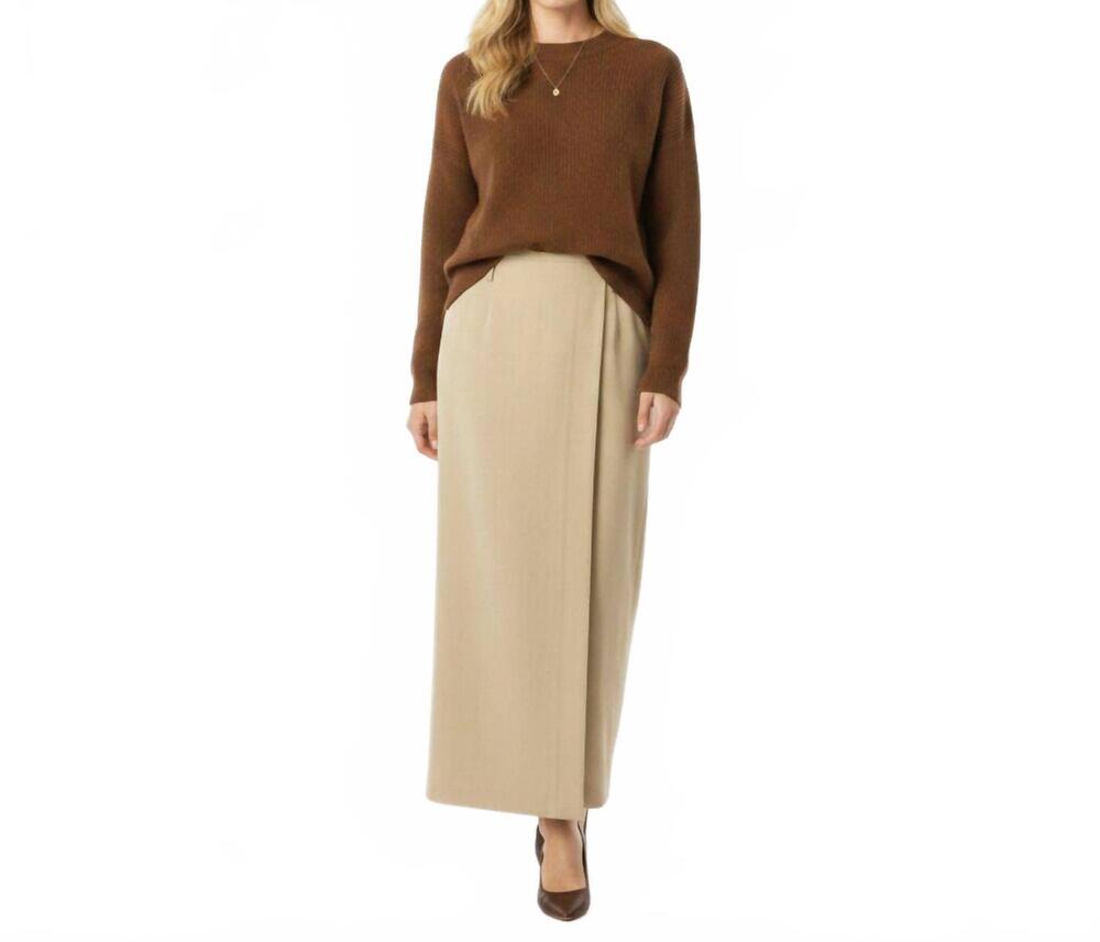 NEW ELLEN TRACY silk wrap midi skirt in tan